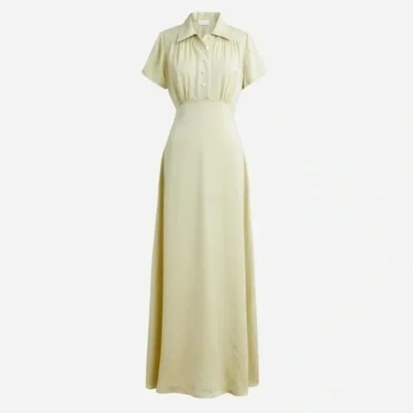 J Crew X Eveliina Vintage Limited Edition Helmi Silk Button Mint Dress - Picture 3 of 15